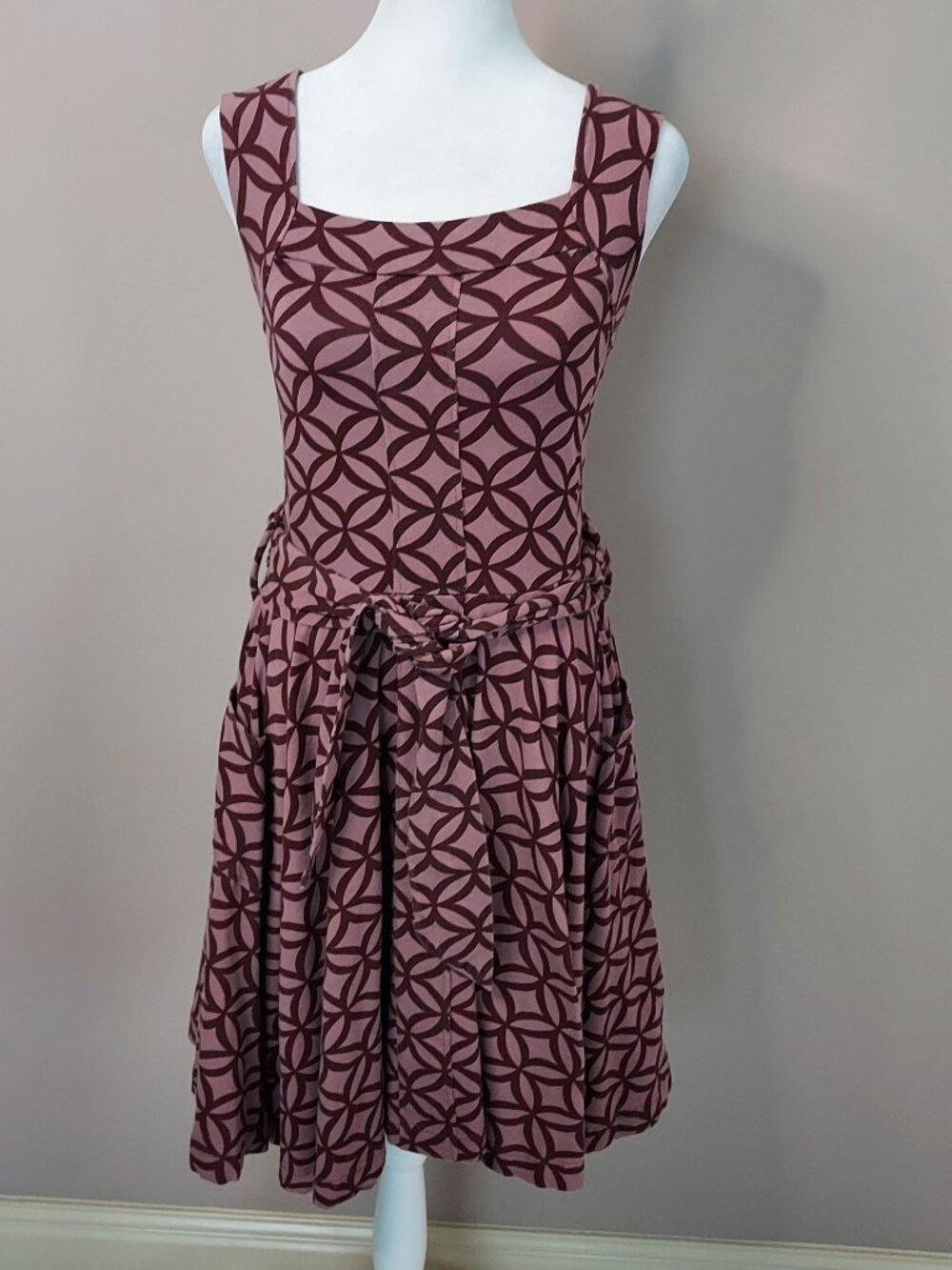 Effie's Heart  Geometric Print Fit & Flare Sleeveless Midi Dress Size Small